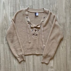 H&M Lace Up Cropped Sweater